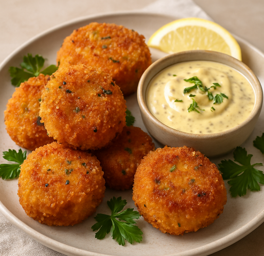 Salmon Croquettes with Mustard Aioli