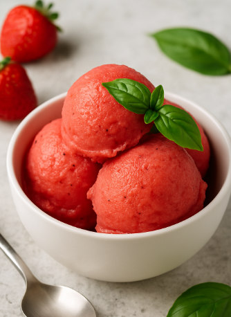 Strawberry Basil Sorbet