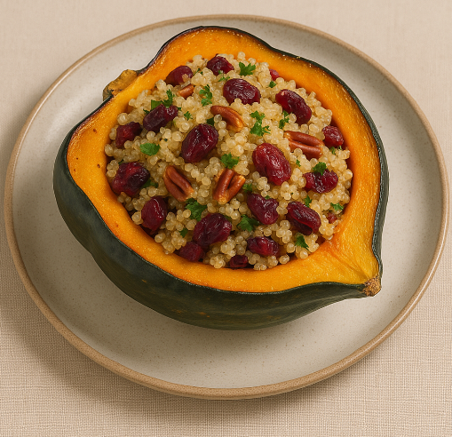 Stuffed Acorn Squash with Quinoa and Cranberries