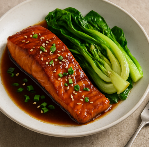 Teriyaki Glazed Salmon with Baby Bok Choy