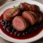 Bacon-Wrapped Venison Loin with Wild Berry Gastrique