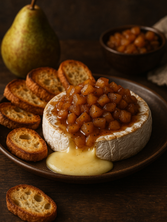Baked Brie with Spiced Pear Compote