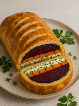 Beet & Carrot Wellington with Herbed Ricotta