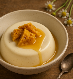 Chamomile Panna Cotta with Honeycomb Candy