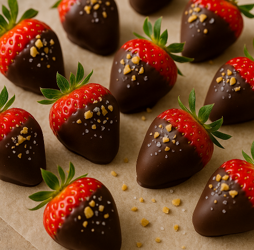 Chocolate-Dipped Strawberries with Sea Salt & Crushed Almonds