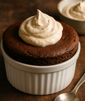 Chocolate Soufflé with Espresso Whipped Cream