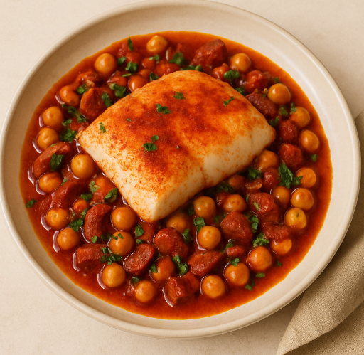 Cod with Chickpeas, Chorizo & Smoked Paprika