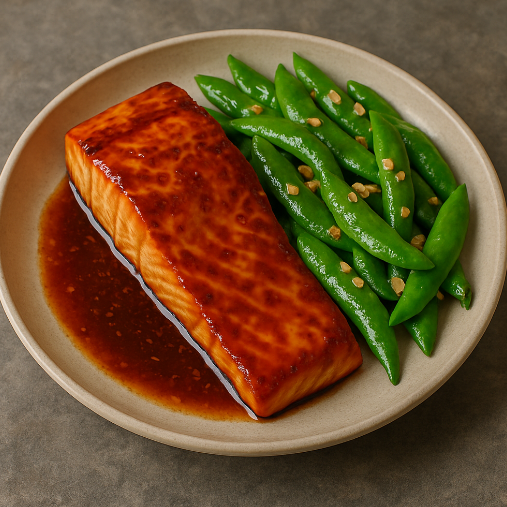 Honey-Soy Glazed Salmon with Garlic Snap Peas
