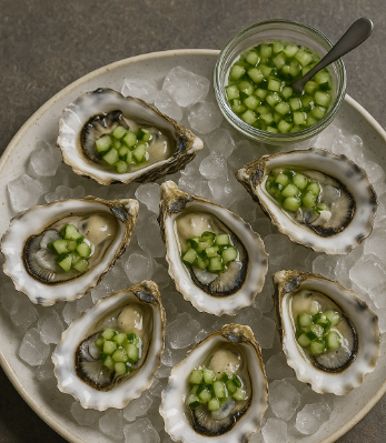 Oysters with Cucumber Mignonette
