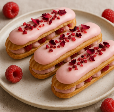 Raspberry Rose Éclairs