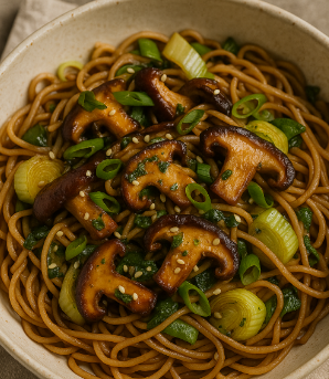 Shiitake & Leek Stir-Fry with Soba Noodles