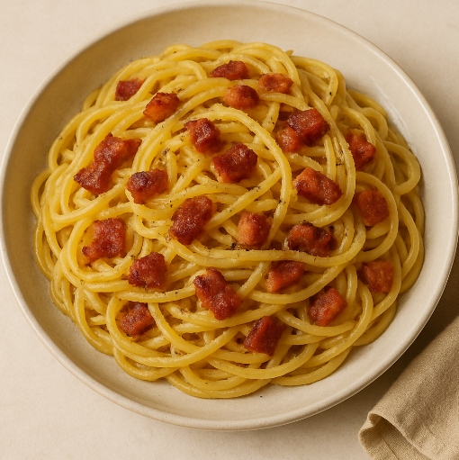 Spaghetti Carbonara with Crispy Pancetta & Black Pepper