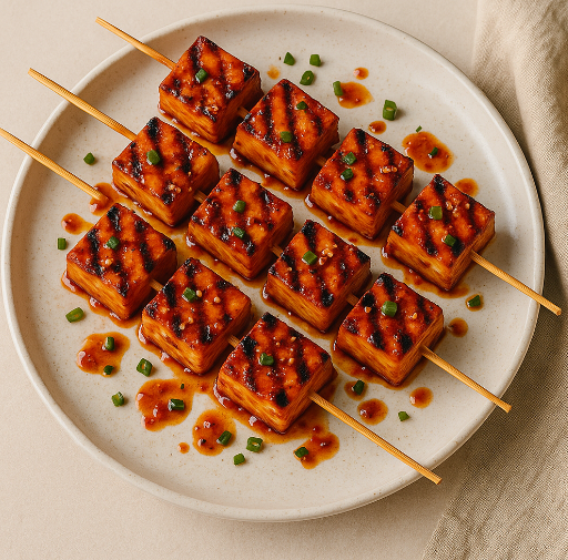 Spicy Korean Tofu Skewers with Gochujang Glaze