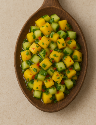 Spicy Mango & Cucumber Salad Spoons