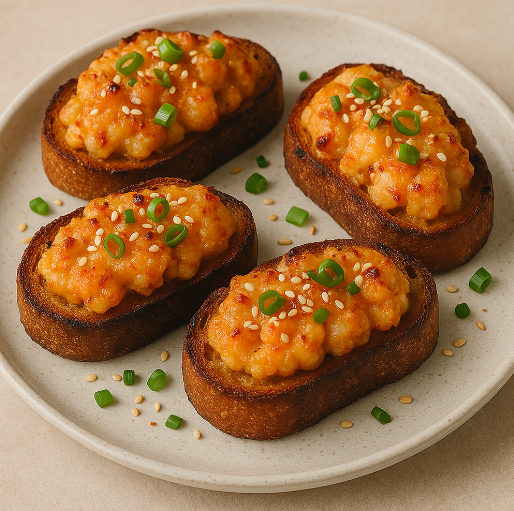Spicy Shrimp Toast with Sesame & Scallions