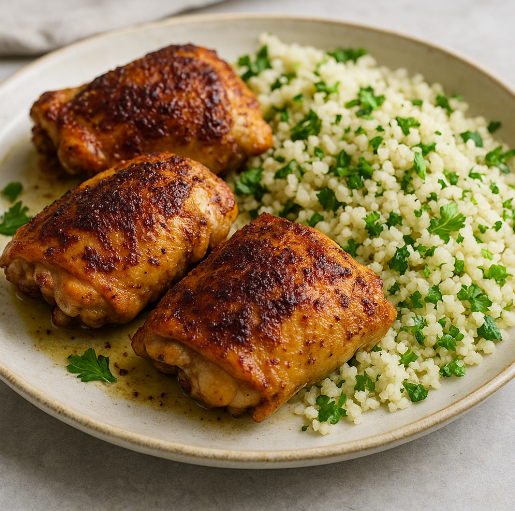 Sumac-Roasted Chicken Thighs with Herbed Couscous