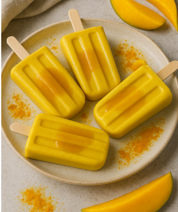 Turmeric Mango Lassi Popsicles