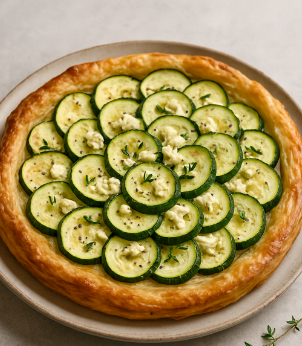 Zucchini & Goat Cheese Tart with Thyme