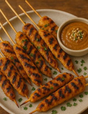 Chicken Satay Skewers with Peanut Sauce