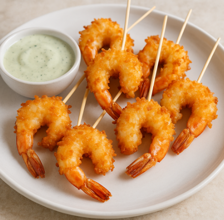 Coconut Shrimp Skewer Bites with Mango-Lime Dipping Sauce