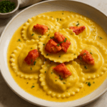 Lobster Ravioli with Saffron Cream
