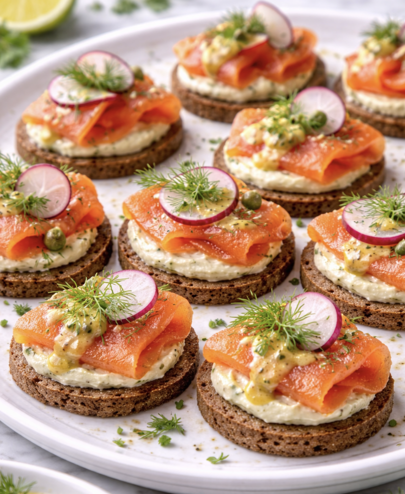 Gravlax on Rye with Mustard Dill Sauce - GreatEasyRecipe